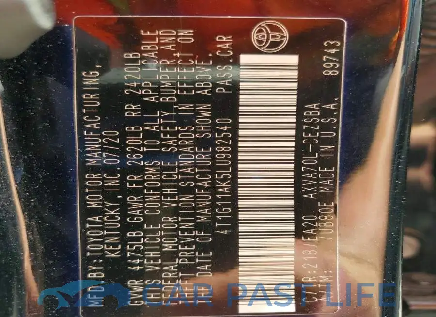 4T1G11AK5LU982540# 12