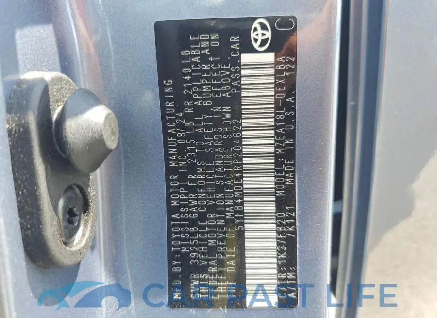 5YFB4MDE4RP204622# 12