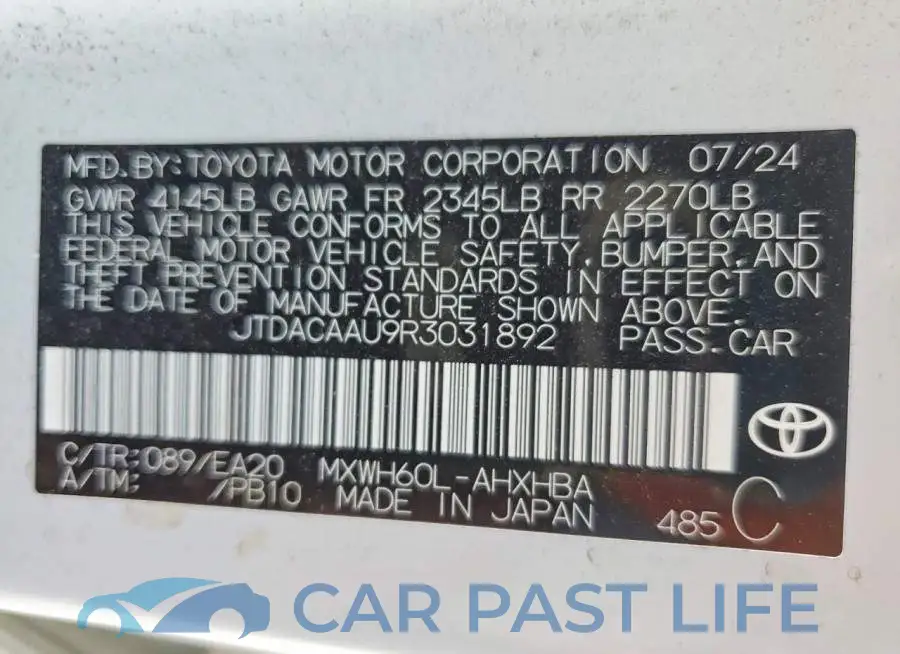 JTDACAAU9R3031892# 12