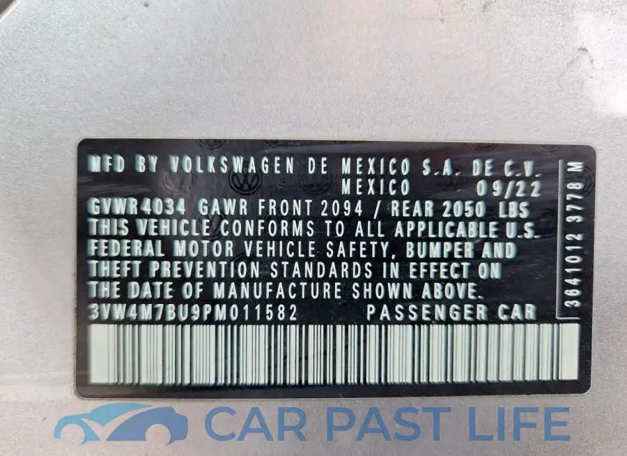 3VW4M7BU9PM011582# 12