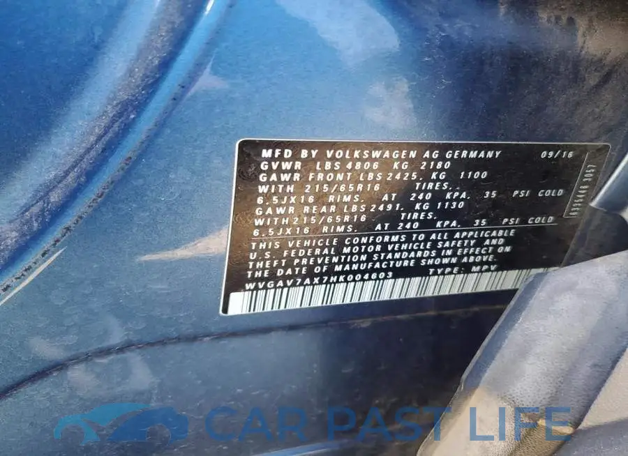 WVGAV7AX7HK004603# 12