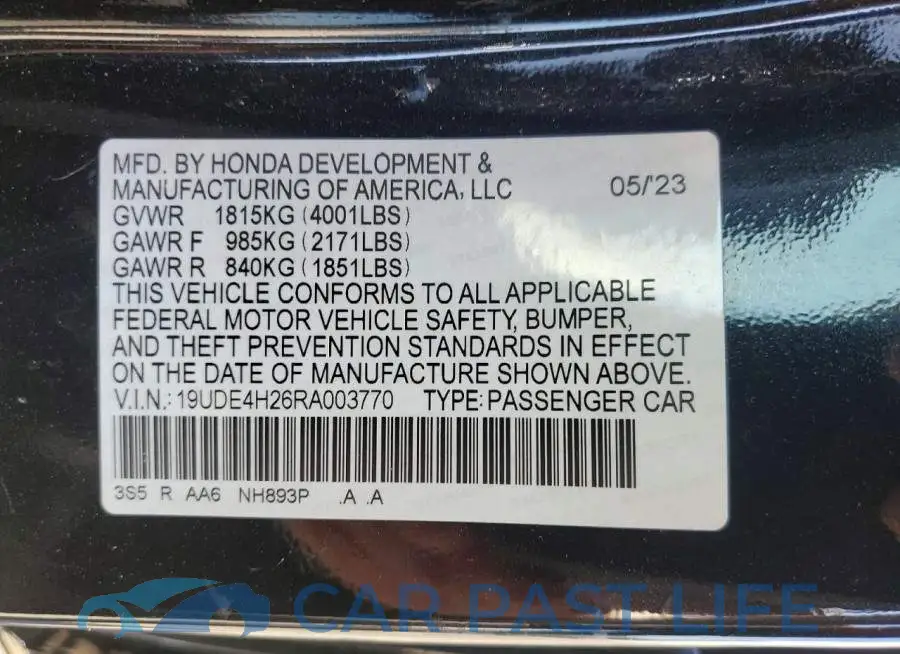 19UDE4H26RA003770# 12
