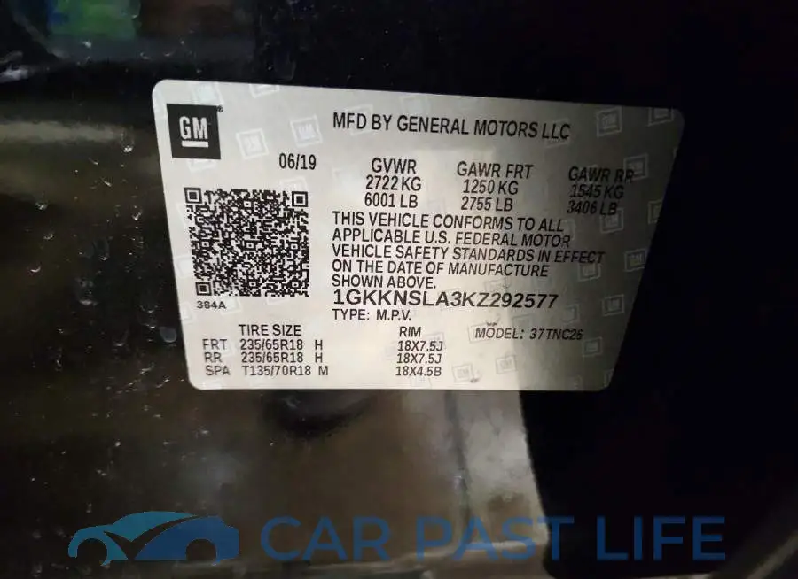 1GKKNSLA3KZ292577# 13