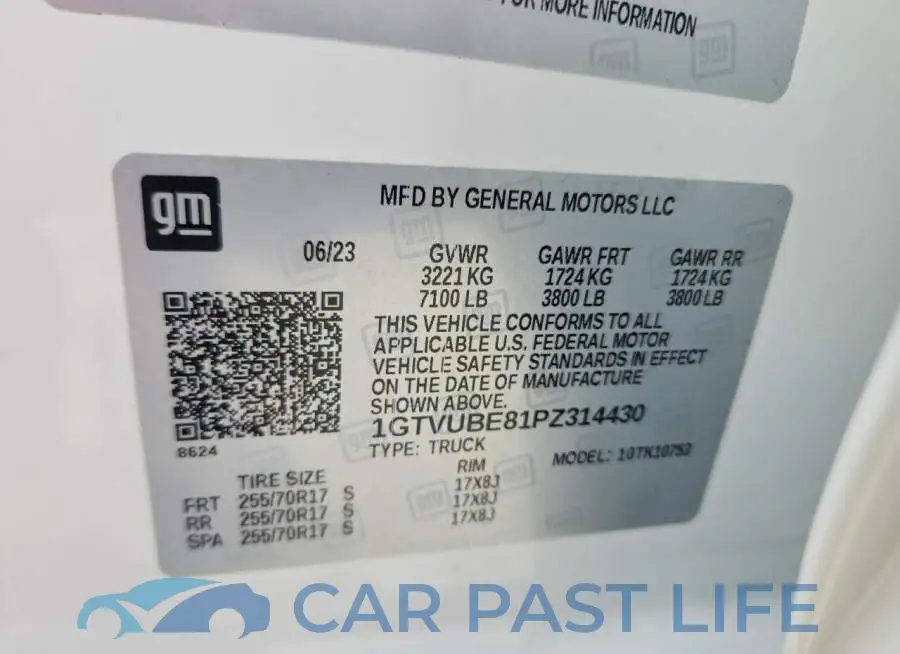 1GTVUBE81PZ314430# 13