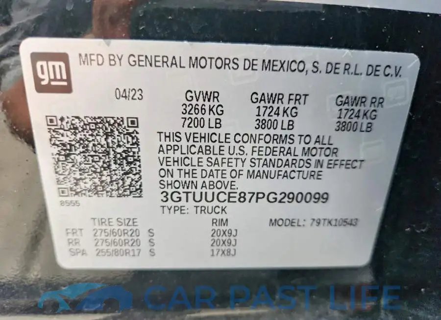 3GTUUCE87PG290099# 12