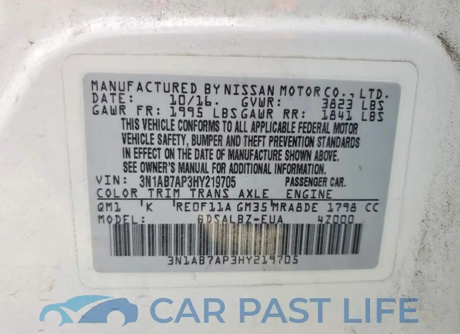 3N1AB7AP3HY219705# 12