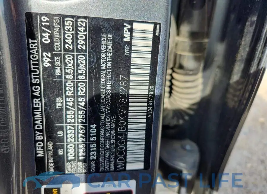 WDC0G4JB0KV183287# 12