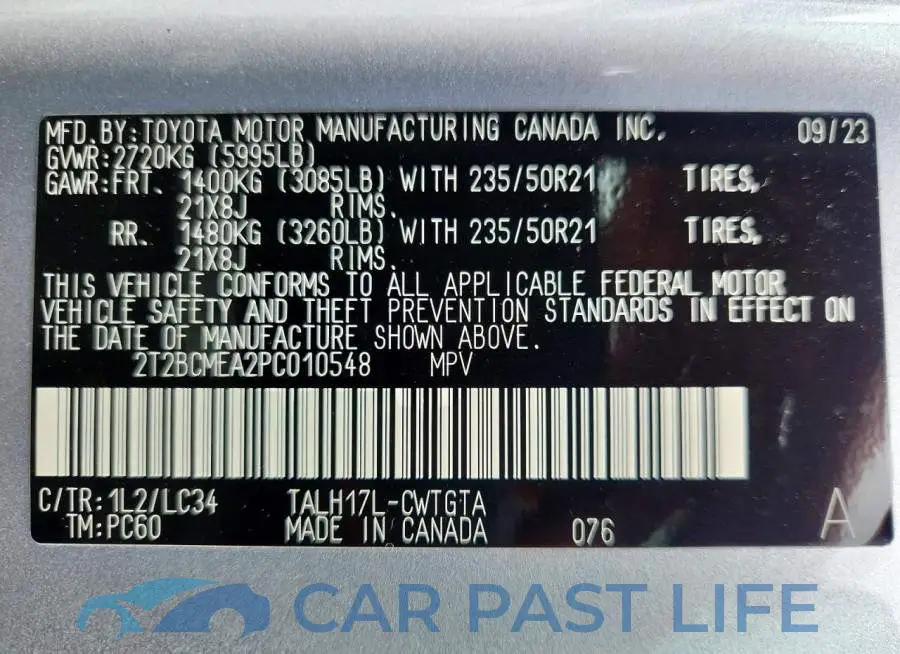 2T2BCMEA2PC010548# 13