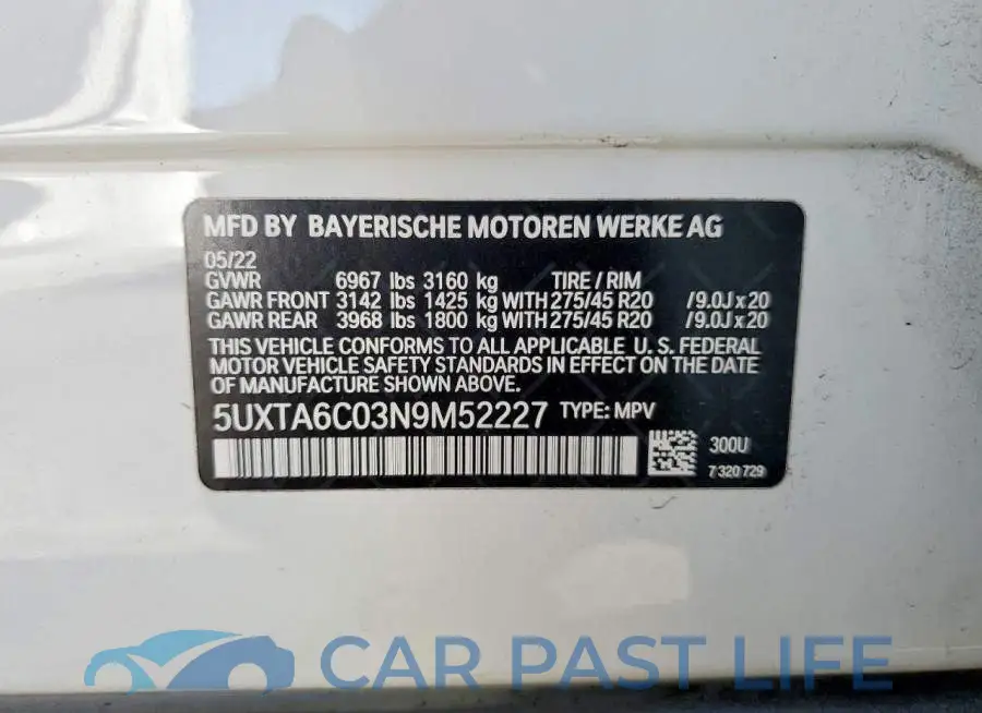 5UXTA6C03N9M52227# 13