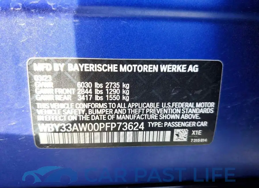 WBY33AW00PFP73624# 12