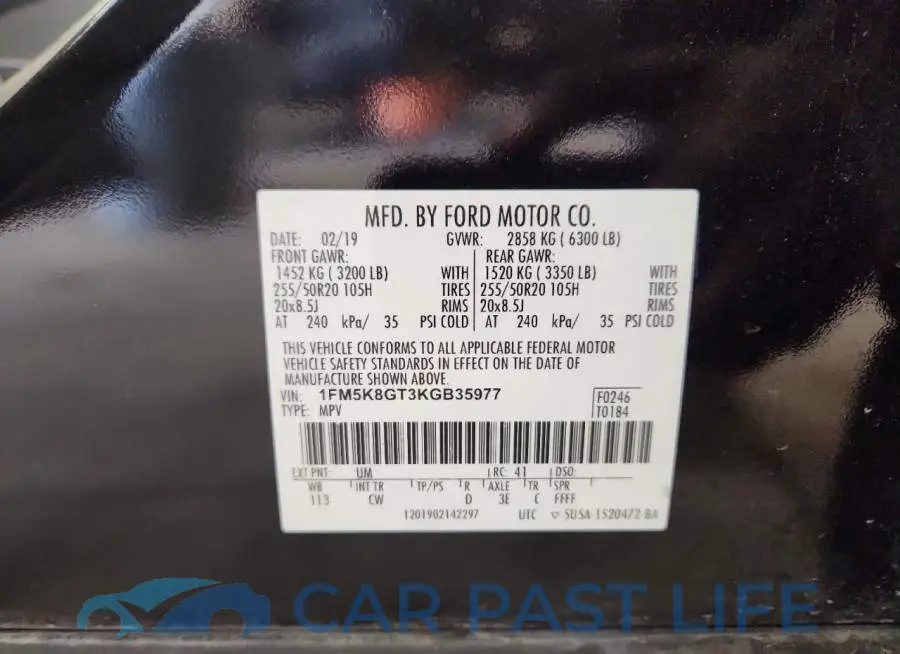 1FM5K8GT3KGB35977# 13