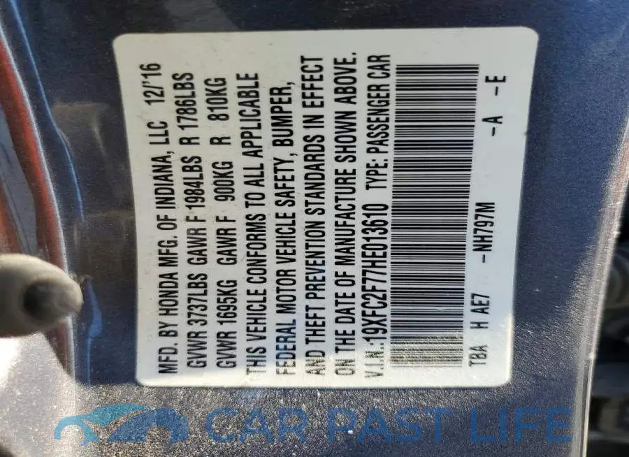 19XFC2F77HE013610# 12
