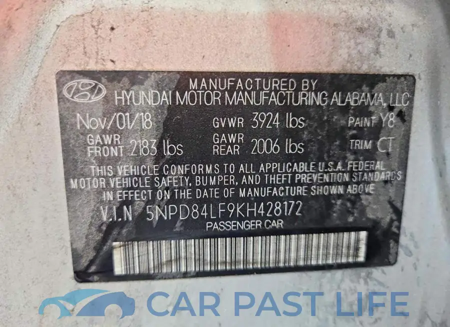 5NPD84LF9KH428172# 12