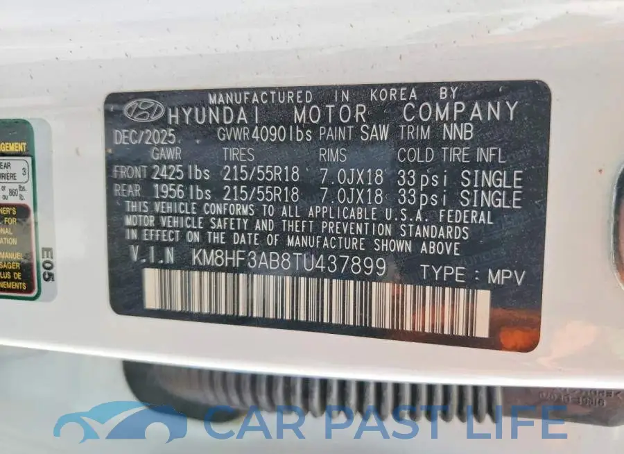 KM8HF3AB8TU437899# 14