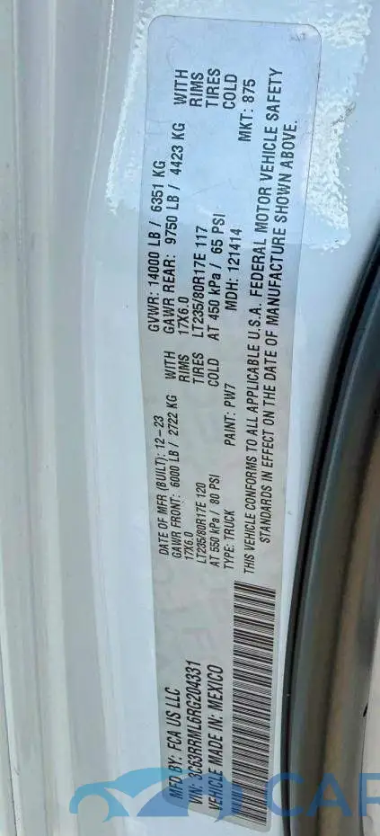 3C63RRML6RG204331# 10