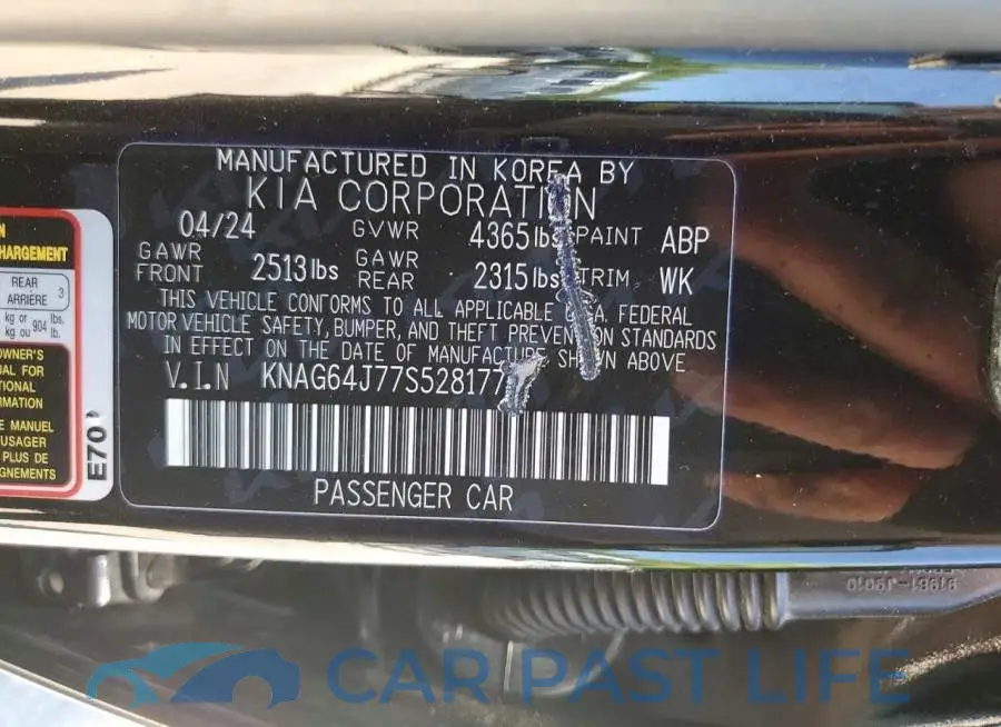 KNAG64J77S5281779# 12