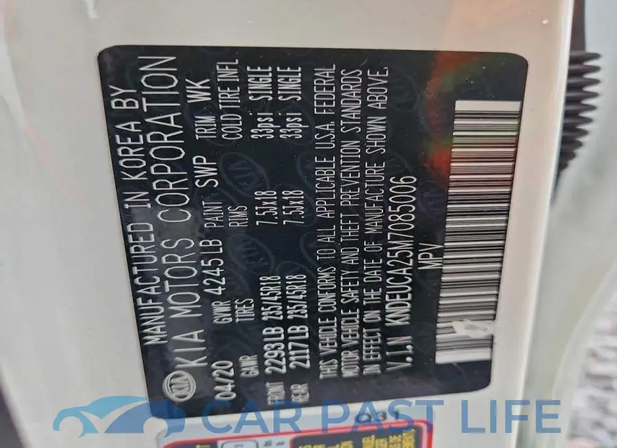 KNDEUCA25M7085006# 13