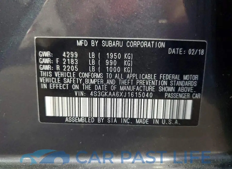 4S3GKAA6XJ1615040# 12