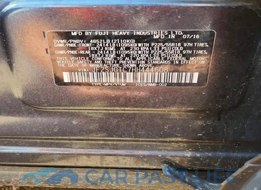 JF2SJGTC7HH444608# 12