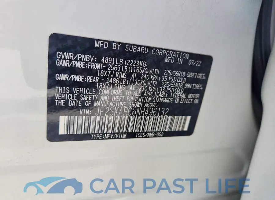 JF2SKARC6NH496132# 13