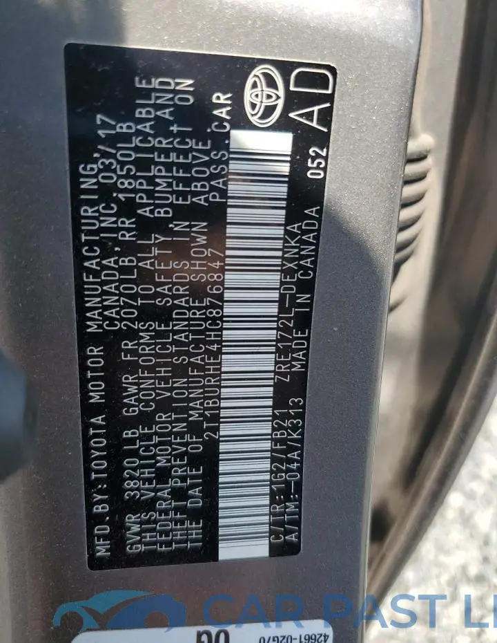 2T1BURHE4HC876847# 12