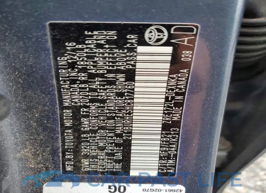 2T1BURHE5HC817760# 12