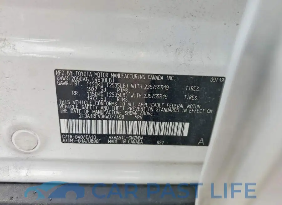 2T3A1RFV3KW077498# 13