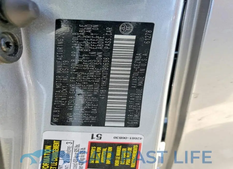 4T1B11HK2KU790698# 12