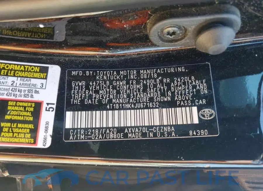 4T1B11HK4JU671632# 12