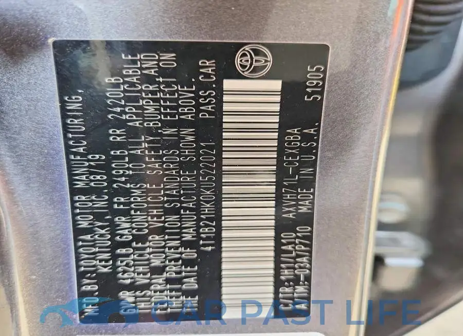 4T1B21HK0KU522021# 13