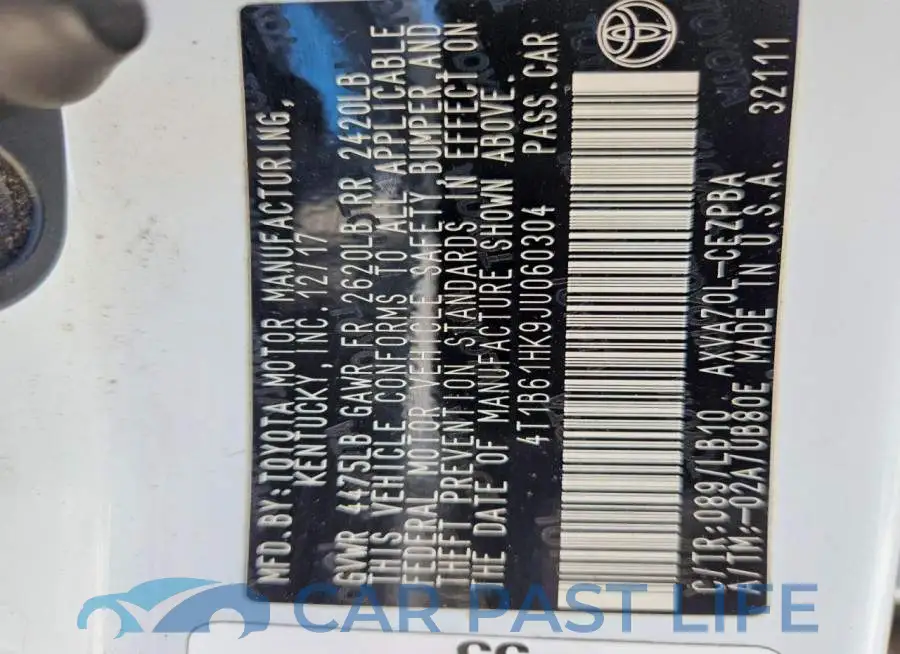 4T1B61HK9JU060304# 12