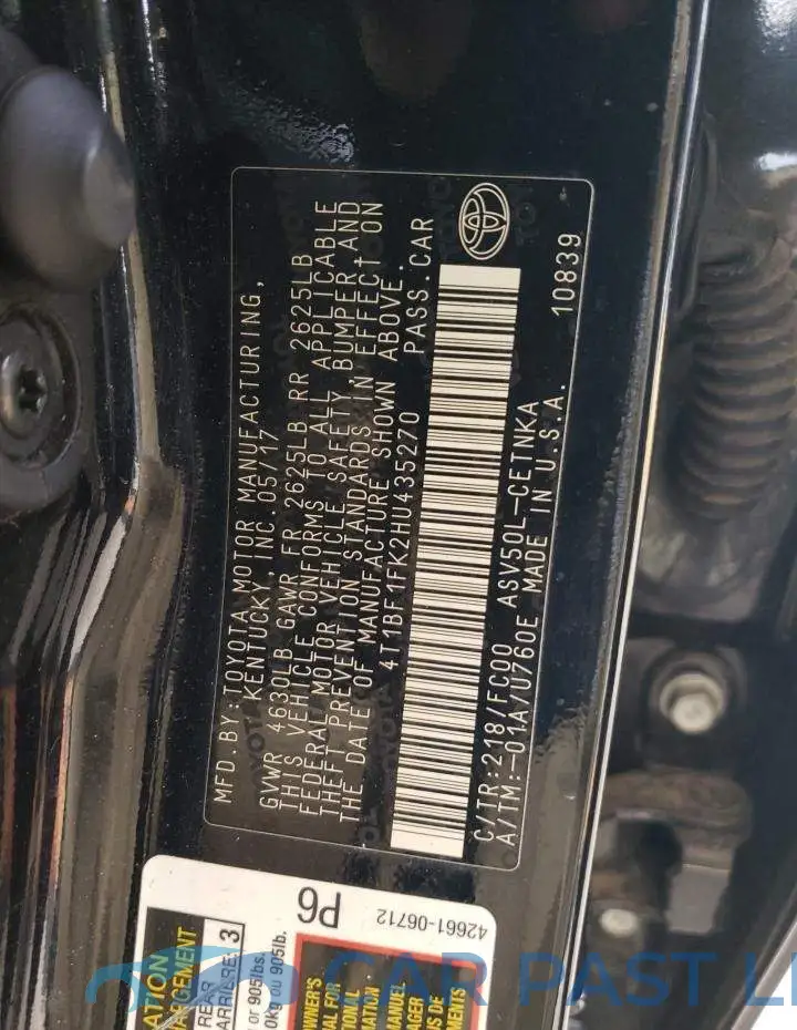 4T1BF1FK2HU435270# 12