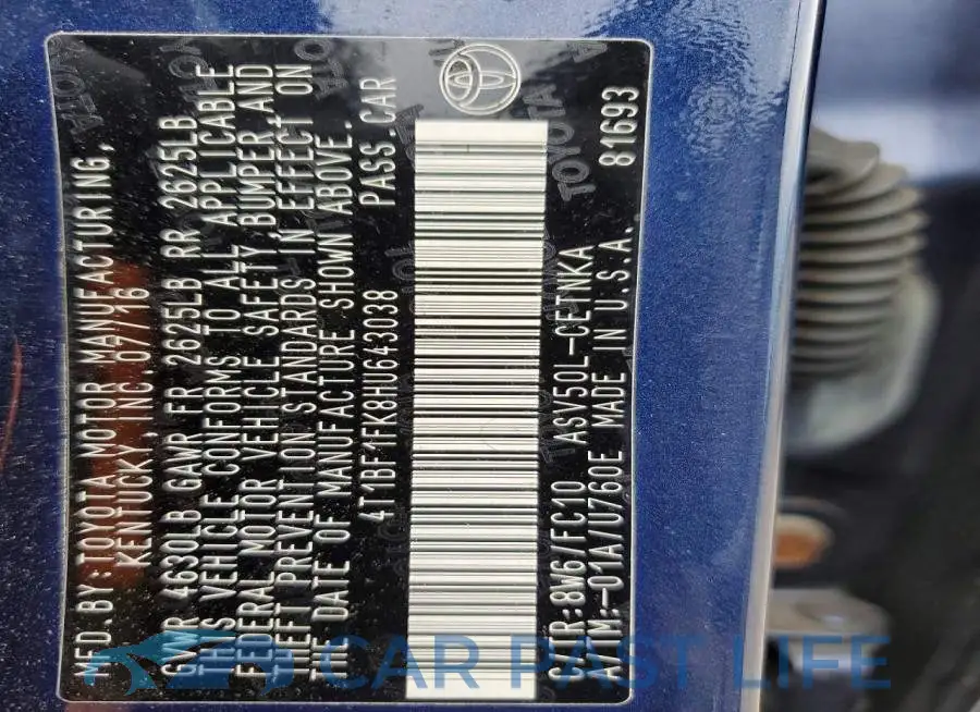 4T1BF1FK8HU643038# 12