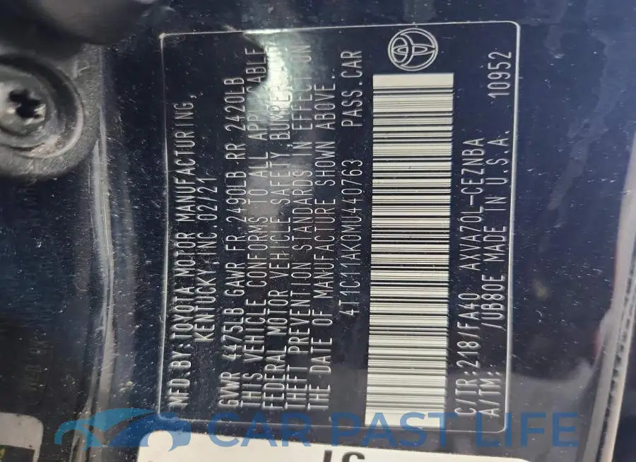 4T1C11AK0MU440763# 12