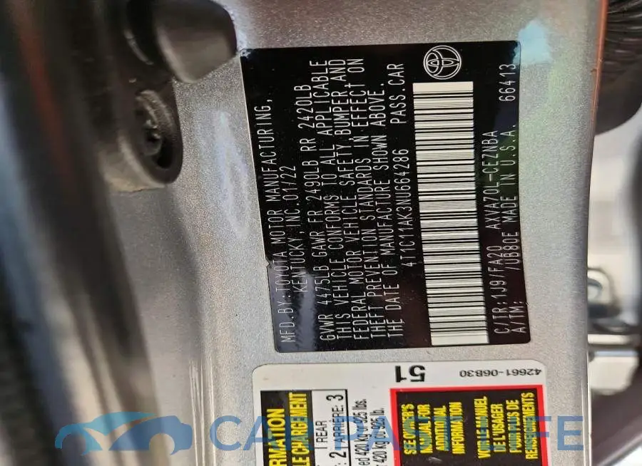 4T1C11AK3NU664286# 12