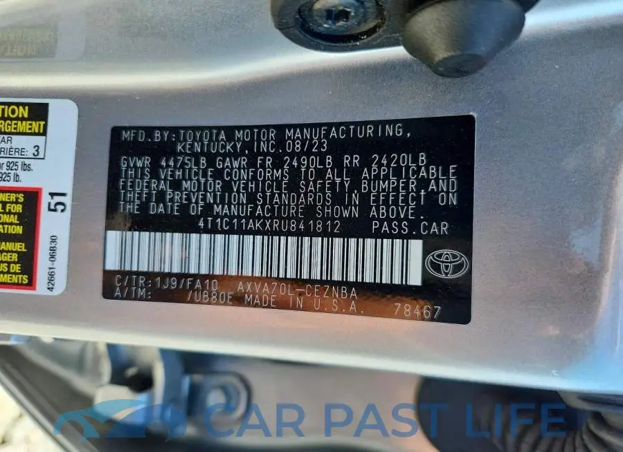 4T1C11AKXRU841812# 12