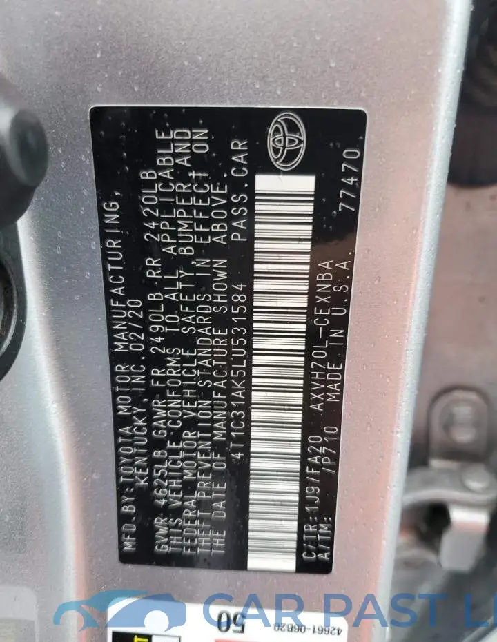 4T1C31AK5LU531584# 12