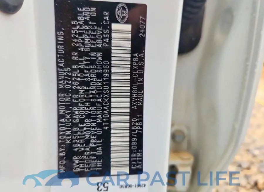 4T1DAACKXSU119960# 13