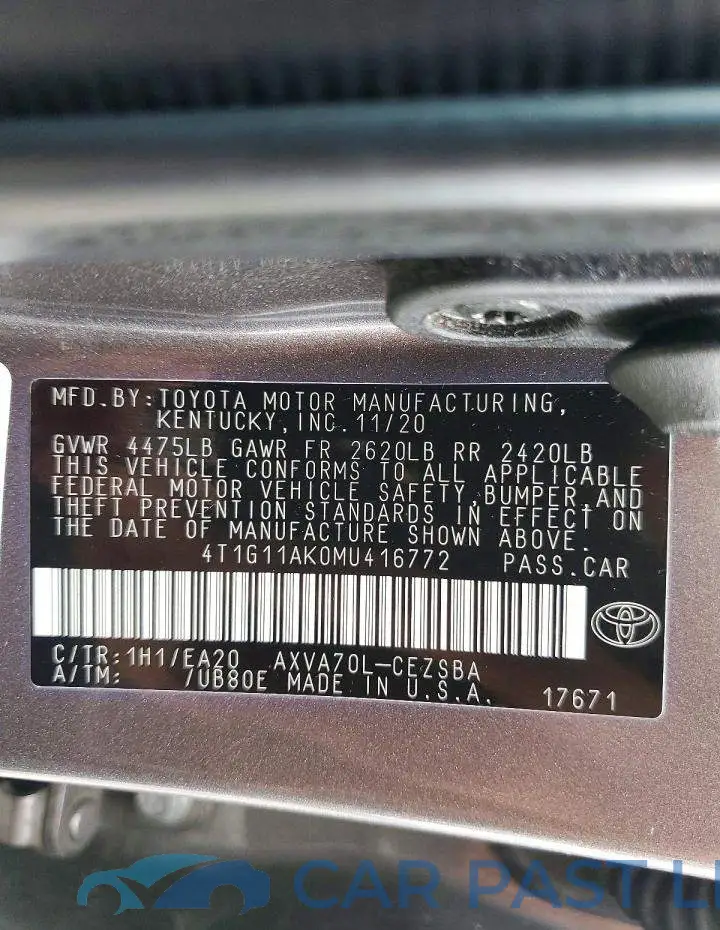 4T1G11AK0MU416772# 12