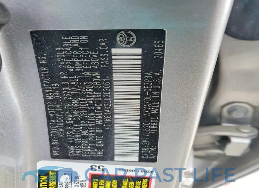 4T1K61AK2LU303061# 12