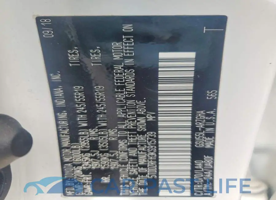 5TDDZRFH3KS915739# 13