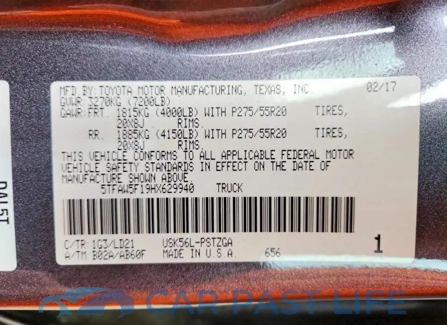 5TFAW5F19HX629940# 12