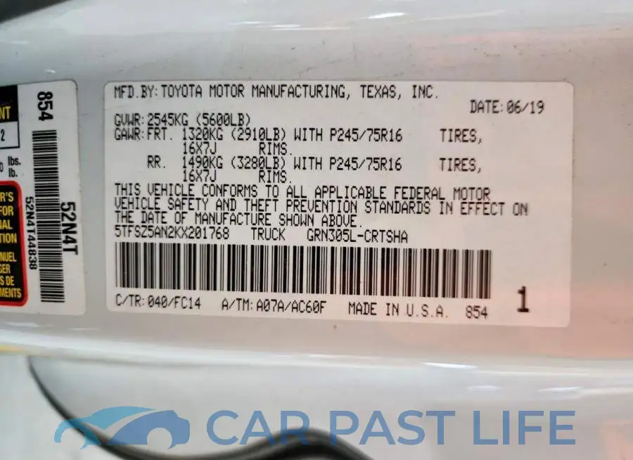 5TFSZ5AN2KX201768# 12