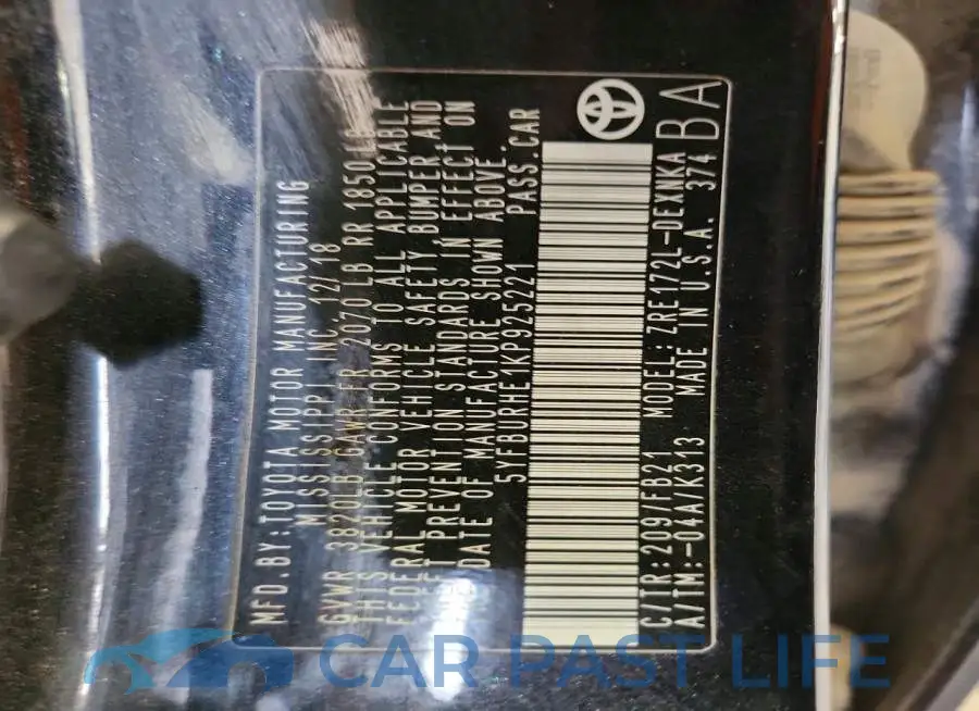 5YFBURHE1KP925221# 12