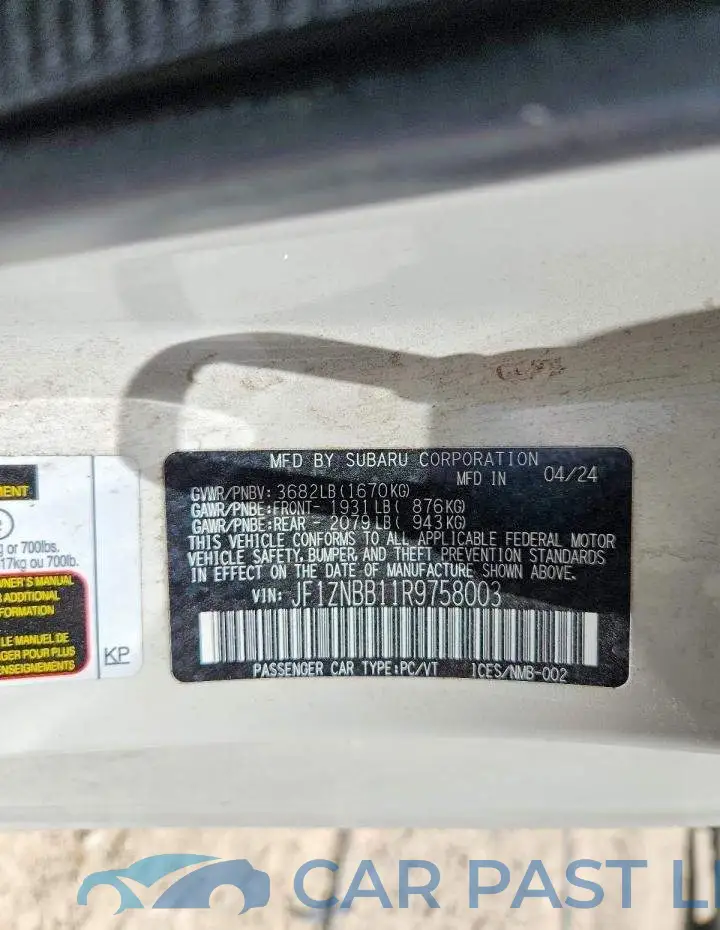 JF1ZNBB11R9758003# 12