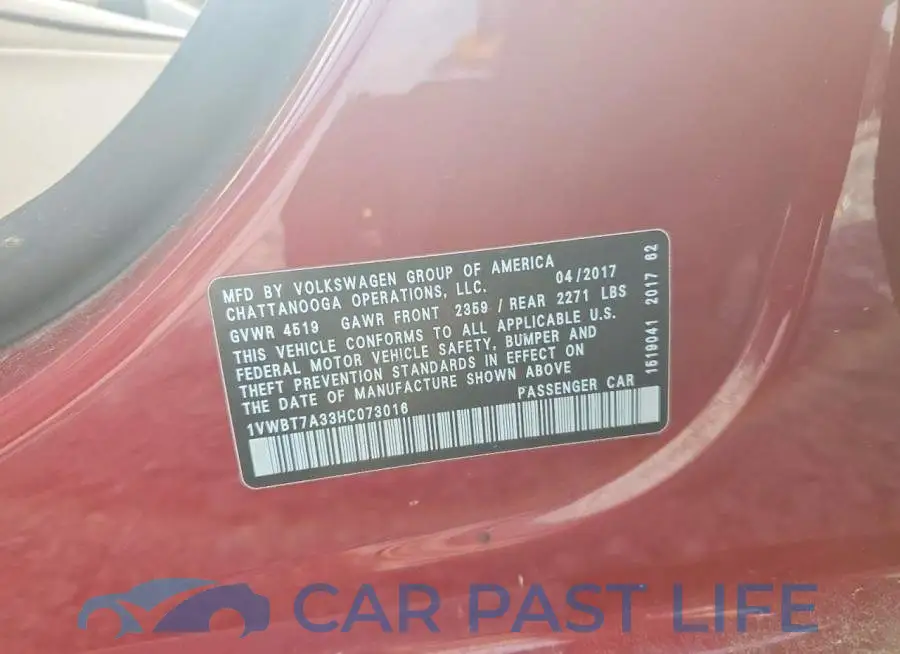 1VWBT7A33HC073016# 12