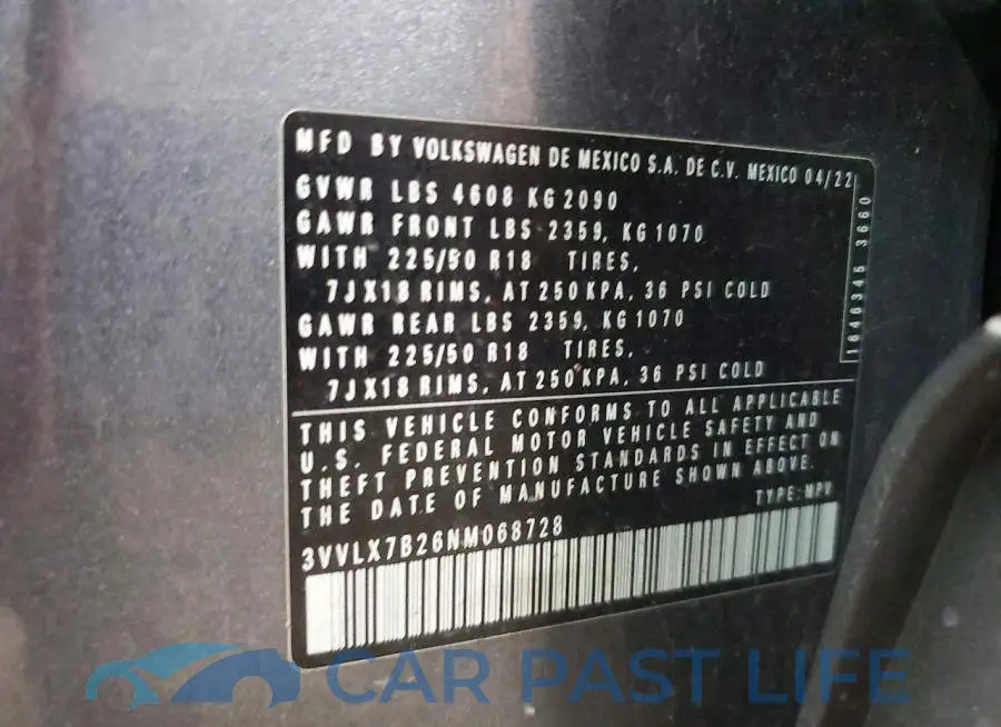 3VVLX7B26NM068728# 12