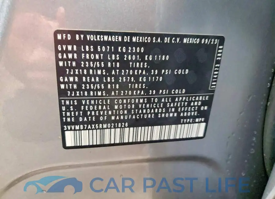 3VVMB7AX5RM021826# 13
