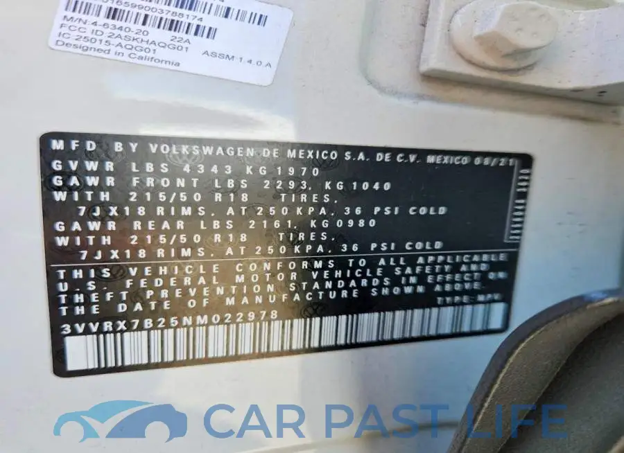 3VVRX7B25NM022978# 14