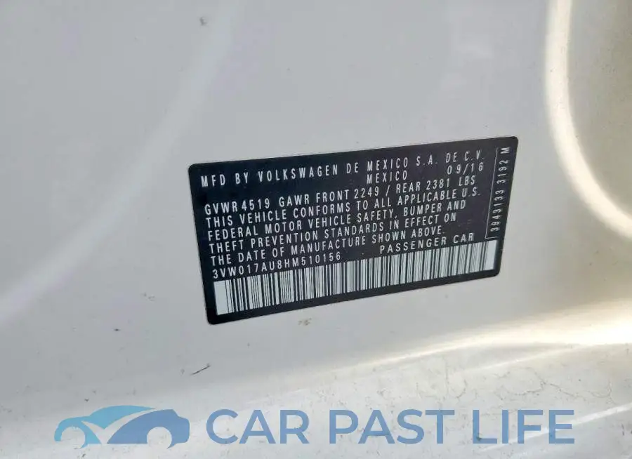 3VW017AU8HM510156# 12